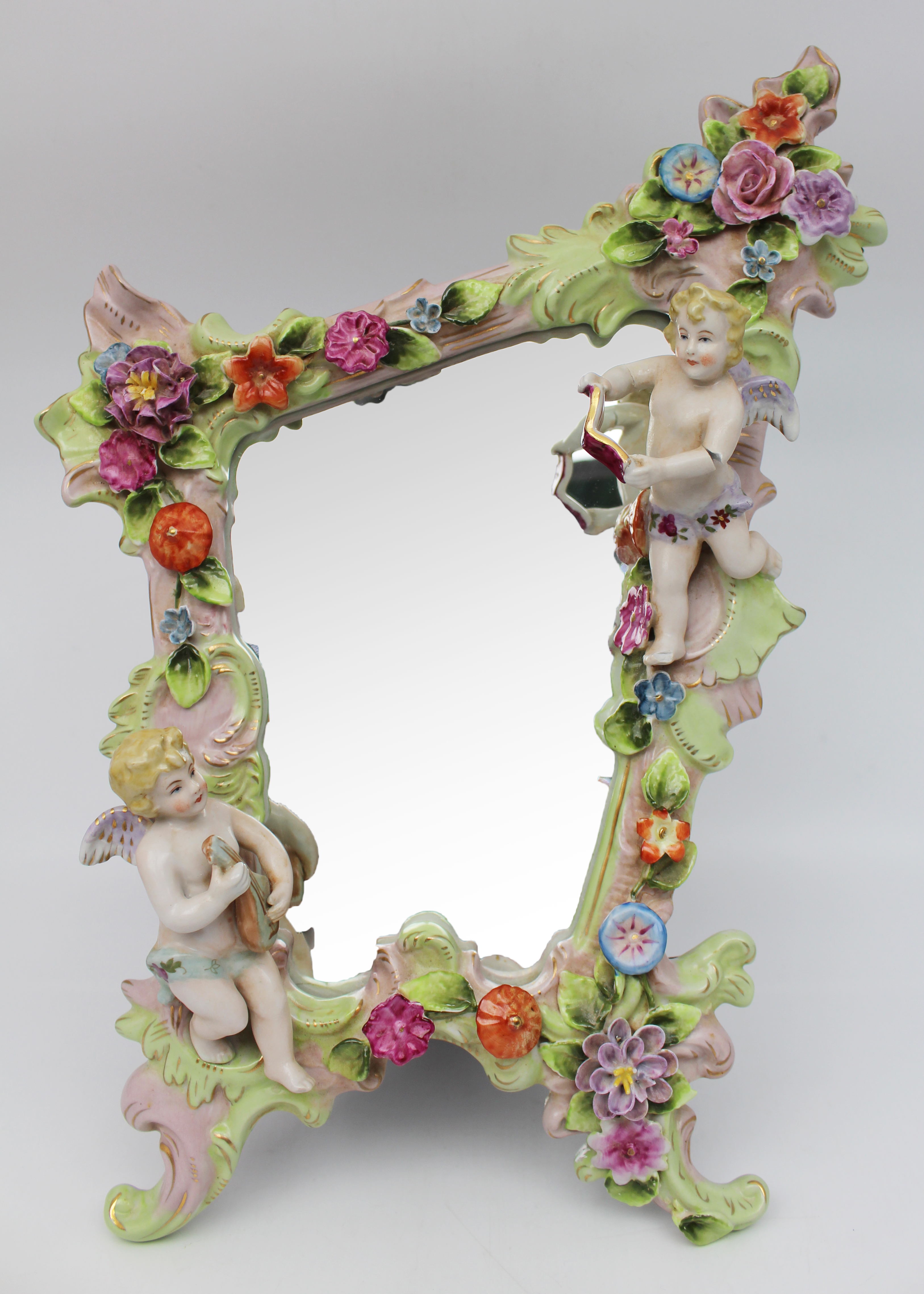 Vintage Dresden Porcelain Vanity Mirror