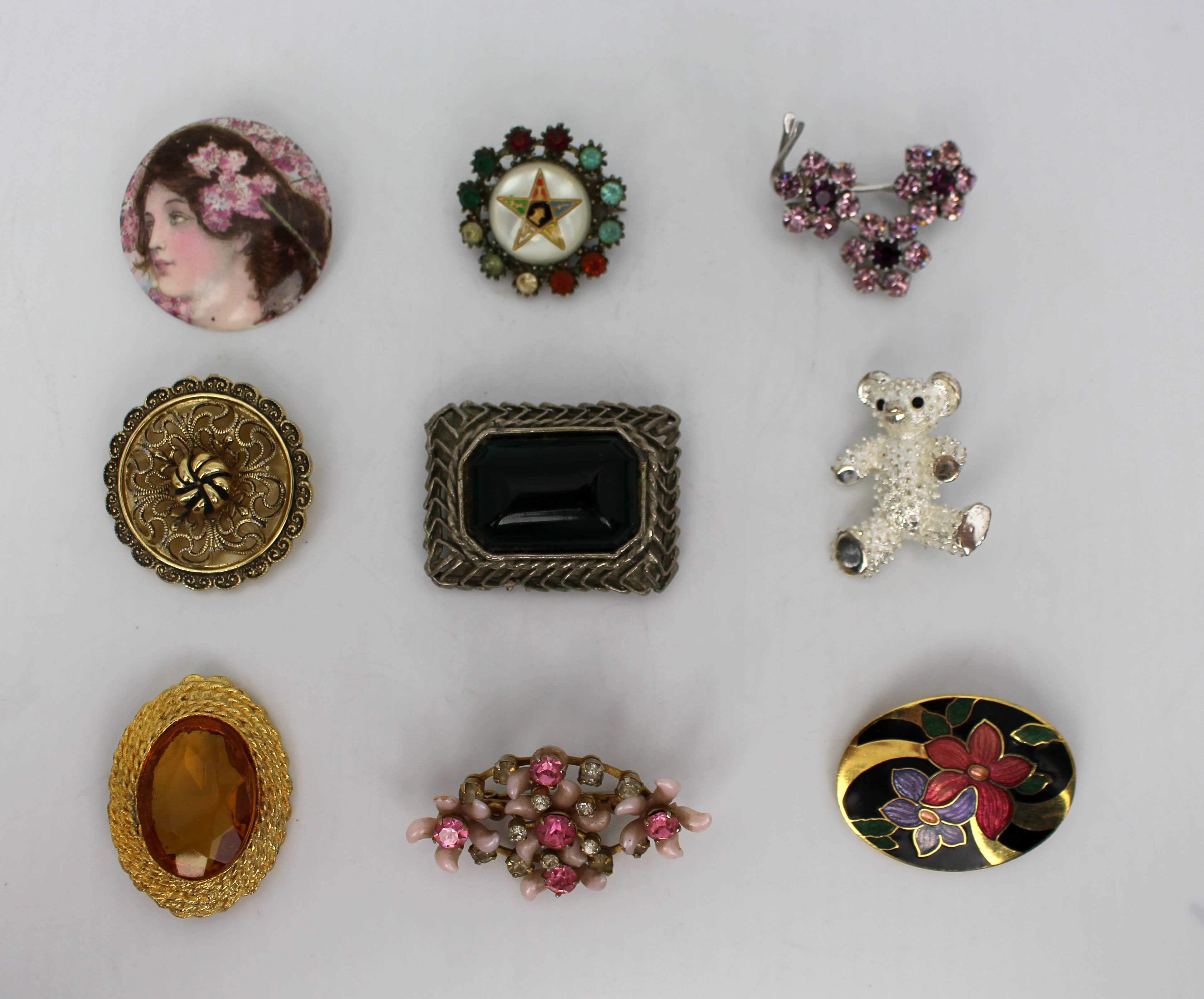 Set of 9 Vintage Brooches