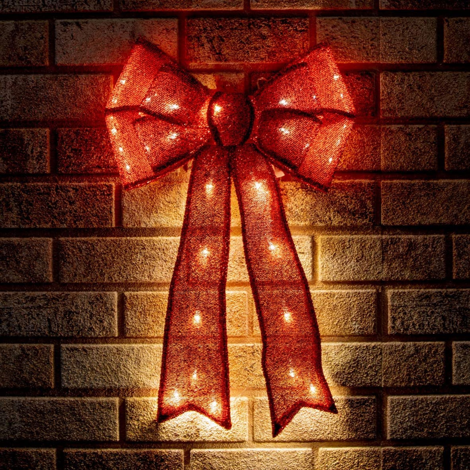 Christmas Workshop 50Cm Light Up Fabric Bows / 25 White LEDs Battery - Image 3 of 3