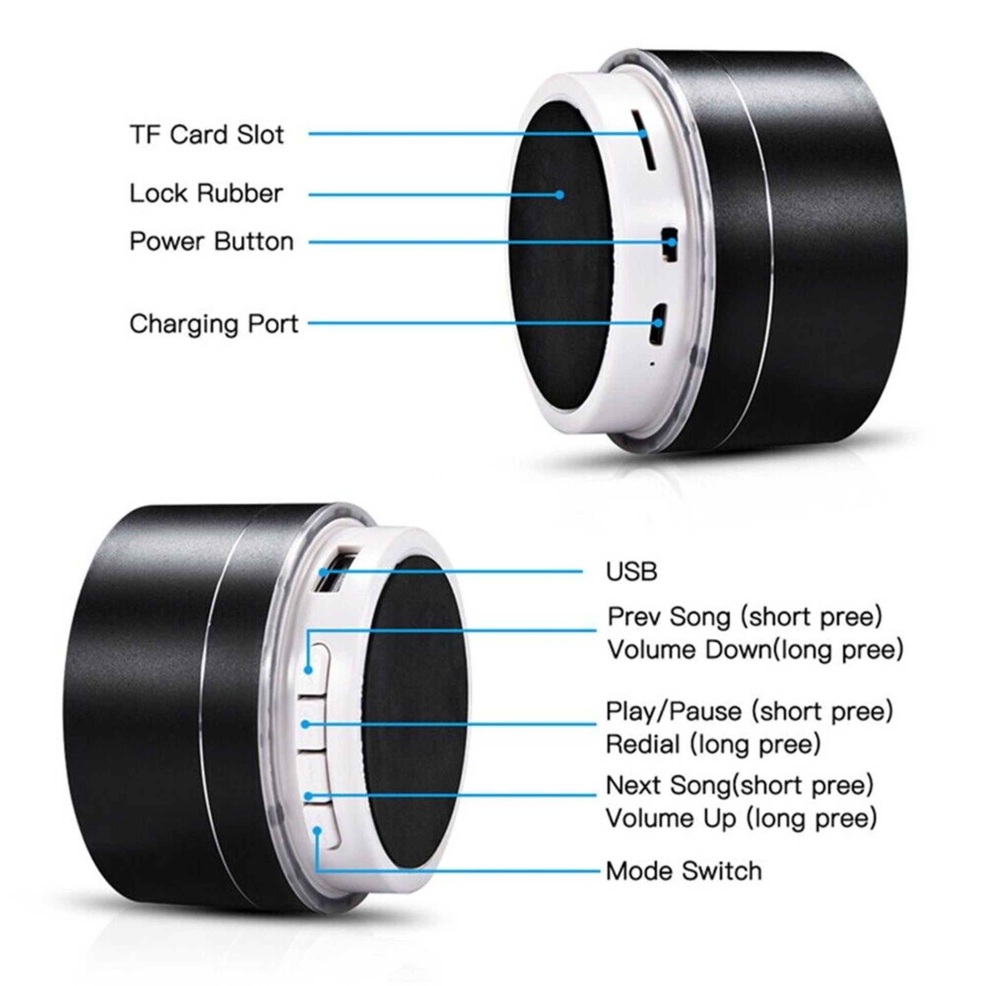 Mini Portable Wireless Bluetooth Speaker, Aluminium Wireless Stereo - Image 3 of 3