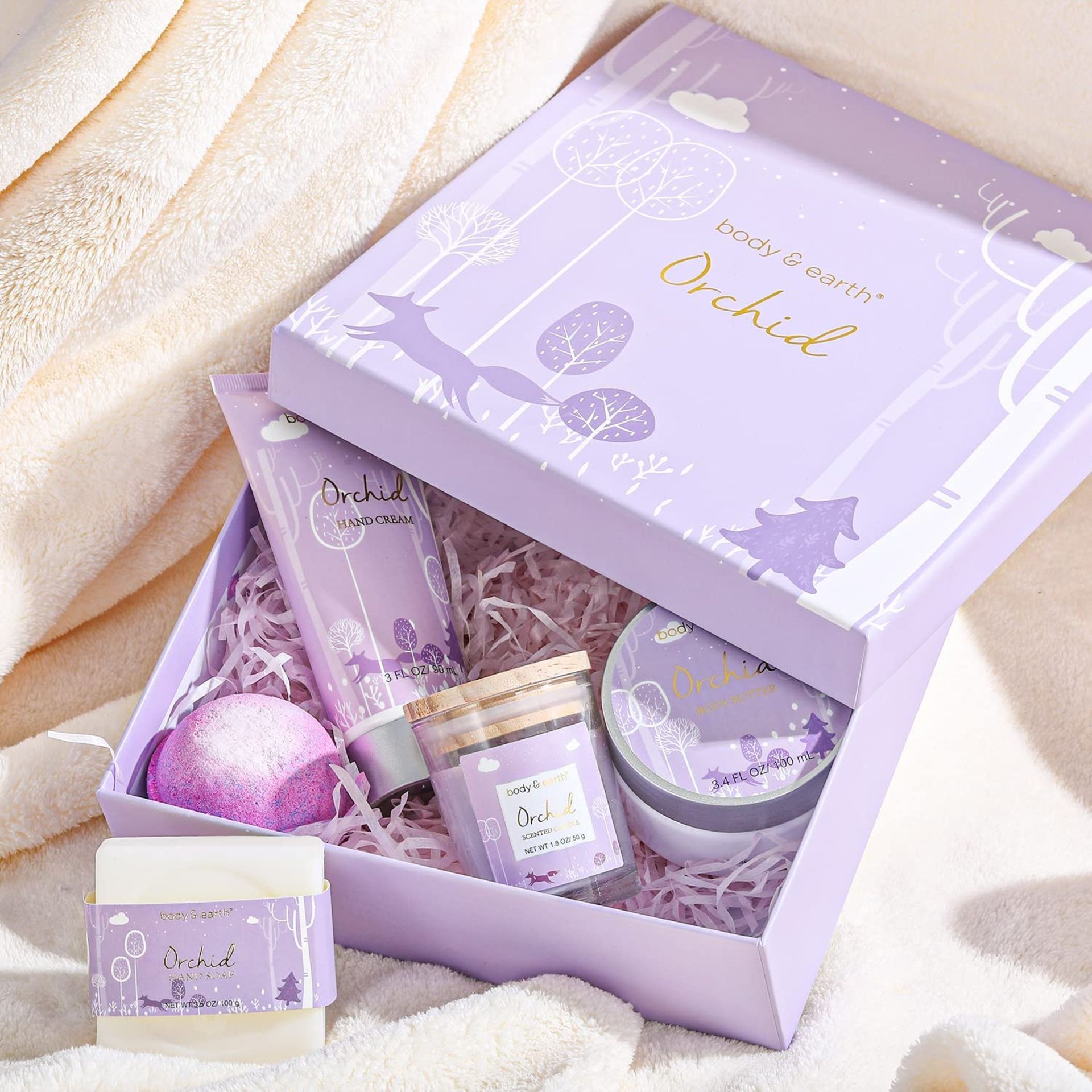 Body & Earth Pamper Gifts for Women, 5 Pcs Orchid Bath Spa Gift Set - Image 2 of 2