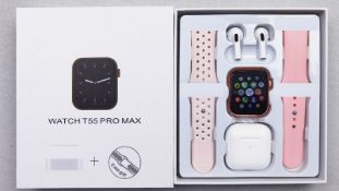 T55 + Pro Smart Watch Earbud Gift Set Ip67 Full Touch Watch Fitness Tracker, Make Receive Calls P...