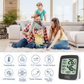 Digital Hygrometer Indoor Outdoor Thermometer Humidity Gauge with Lcd Touch Screen