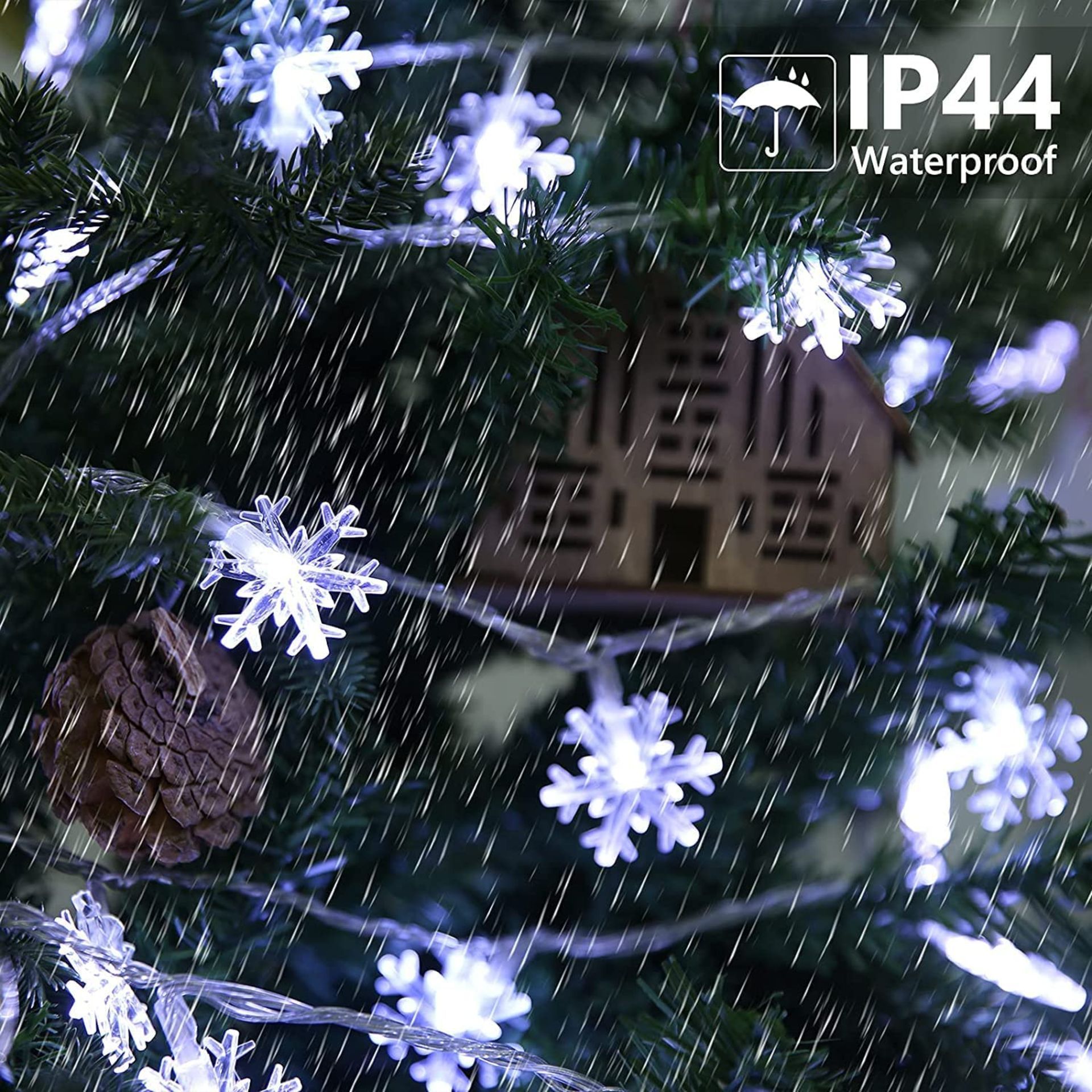 Christmas Snowflake String Lights, Bannilu 19.6 Ft 40 LED Fairy Lights, Battery-Operated Waterproof. - Image 2 of 3