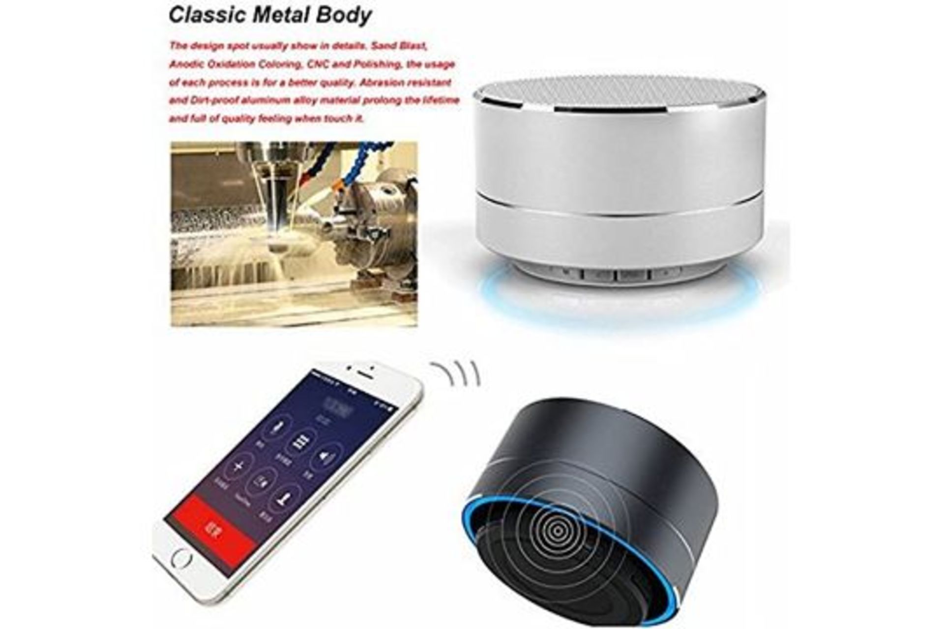 Mini Portable Wireless Bluetooth Speaker, Aluminium Wireless Stereo Bluetooth Speaker with Hands.... - Image 3 of 3