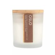 (176/7H) Lot RRP £90. 9x New Boxed Oslo Warm Vanilla & Cedar Candle With Bamboo Lid RRP £10 Each....