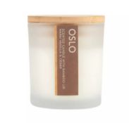 (179/7H) Lot RRP £90. 9x New Boxed Oslo Warm Vanilla & Cedar Candle With Bamboo Lid RRP £10 Each....