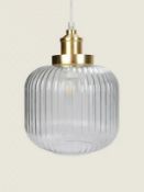 (87/7F) Lot RRP £312. 9x Items. 2x Ribbed Glass Pendant Shade RRP £28 Each. 2x Rattan Table Lamp...