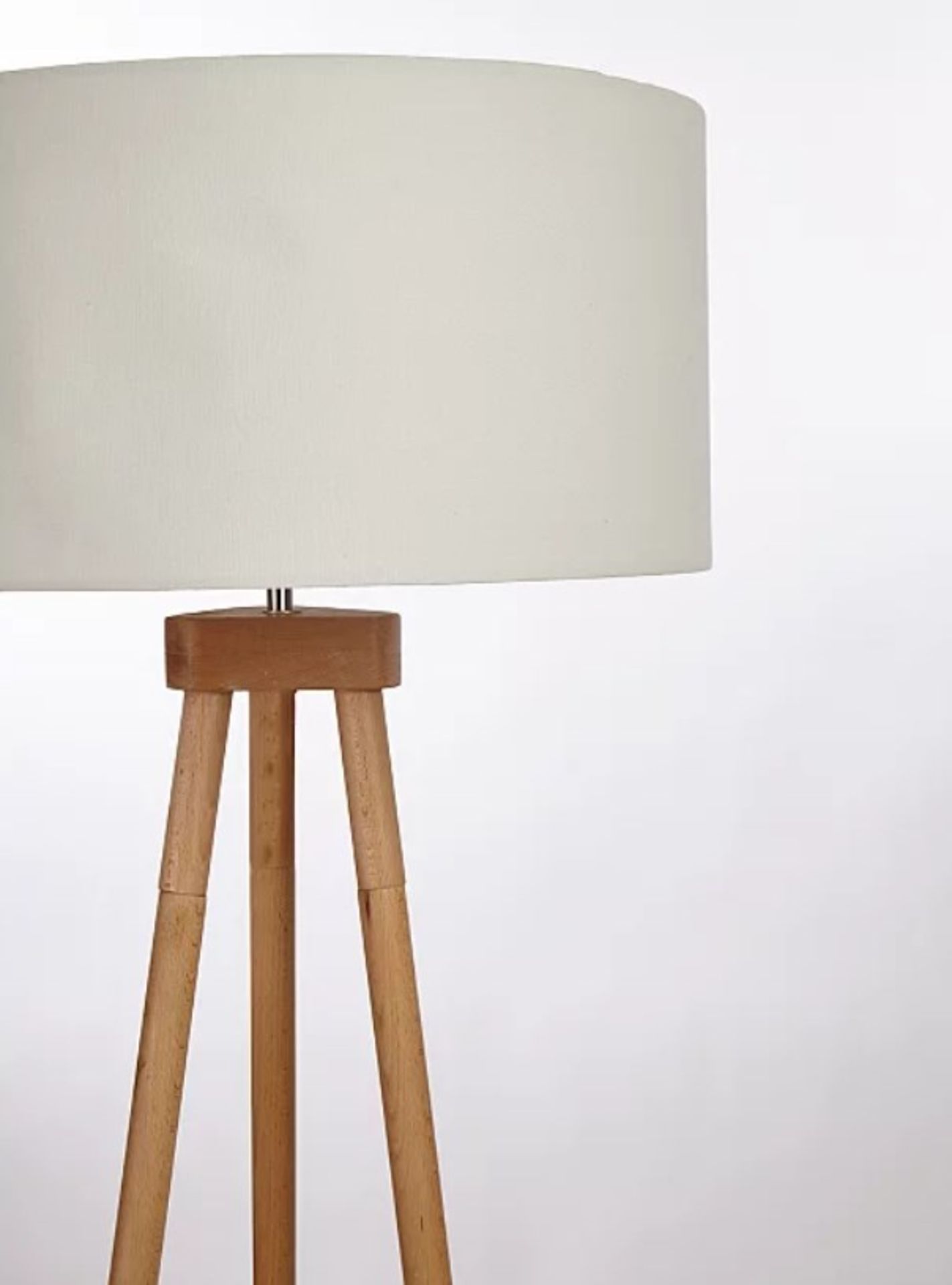 (77/6F) Lot RRP £104. 2x Cream Wooden Tripod Floor Lamp RRP £52 Each. - Image 3 of 6