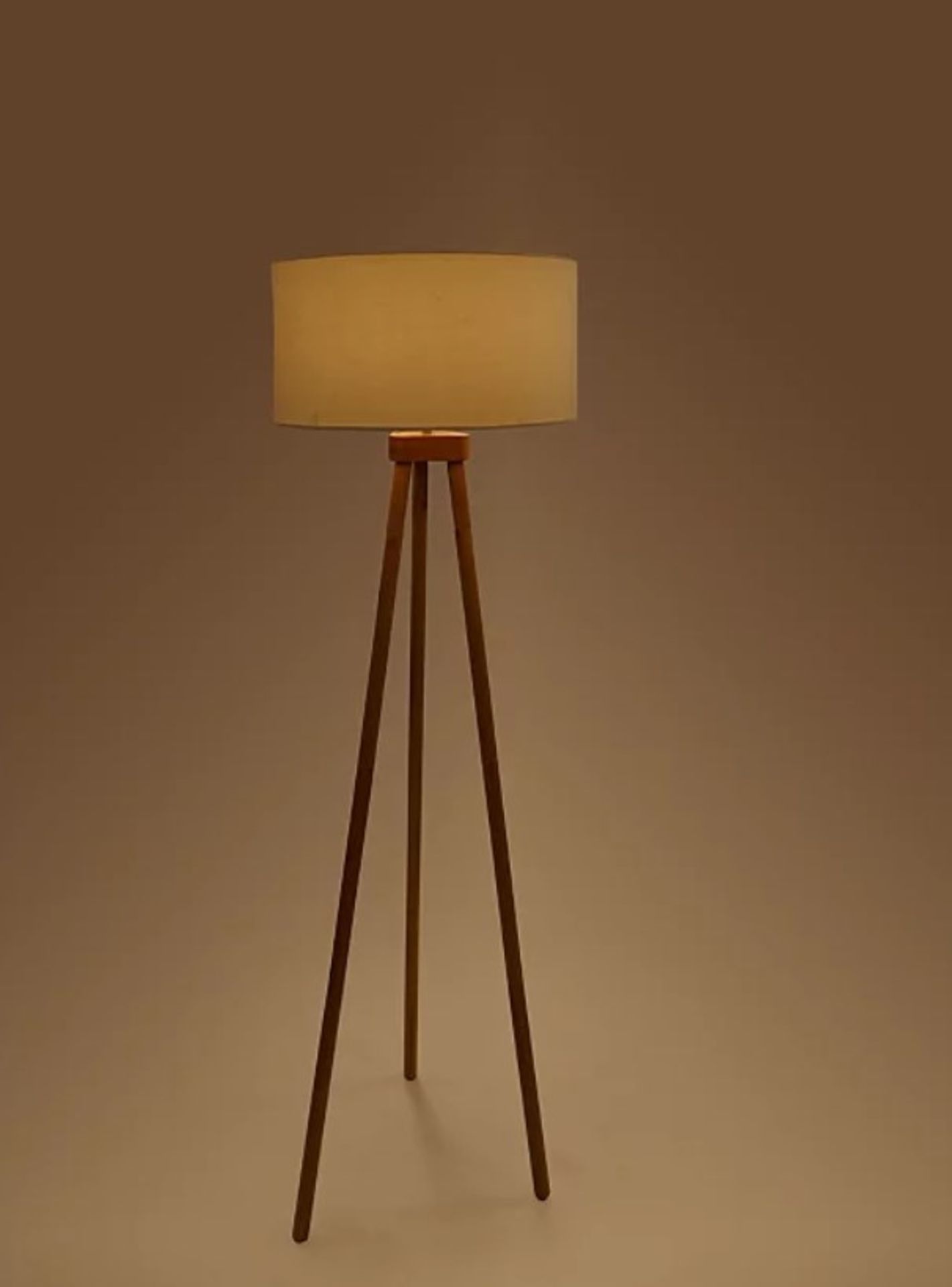 (77/6F) Lot RRP £104. 2x Cream Wooden Tripod Floor Lamp RRP £52 Each. - Image 2 of 6