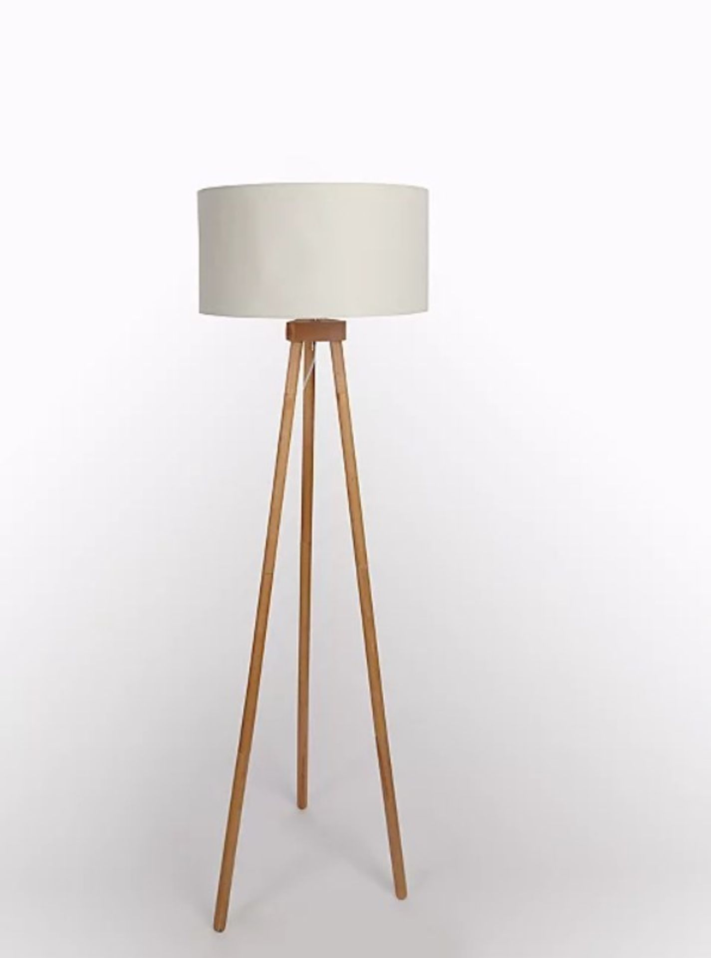 (77/6F) Lot RRP £104. 2x Cream Wooden Tripod Floor Lamp RRP £52 Each.