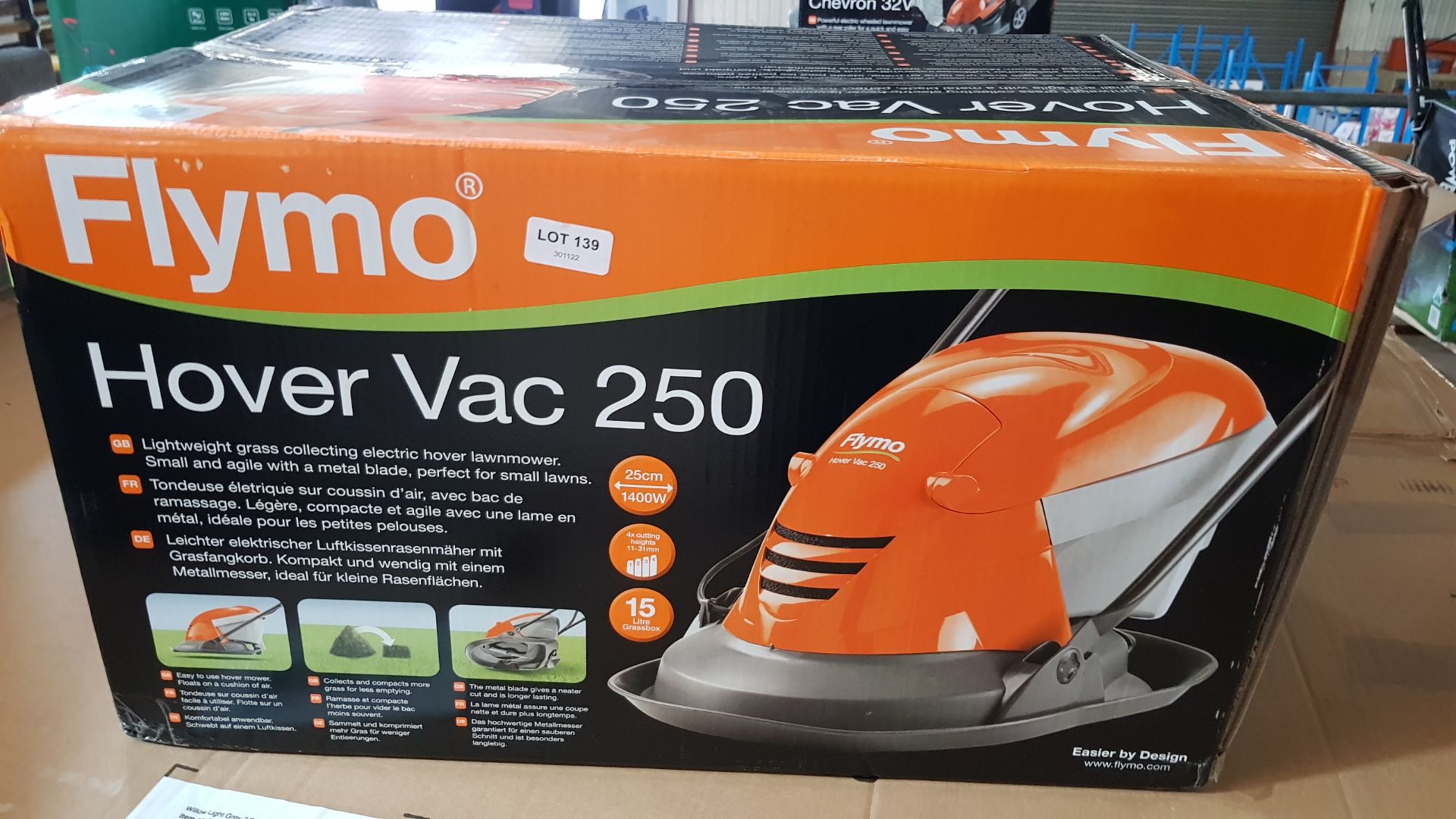 (139/Mez/P) RRP £99. Flymo HoverVac 250 Corded Hover Mower. - Image 5 of 5