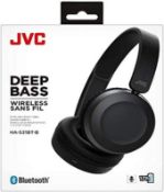 (41/6G) Lot RRP £125. 5x JVC Stereo Headphones Black. 3x Deep Bass Wireless HA-S31BT RRP £25 Each...