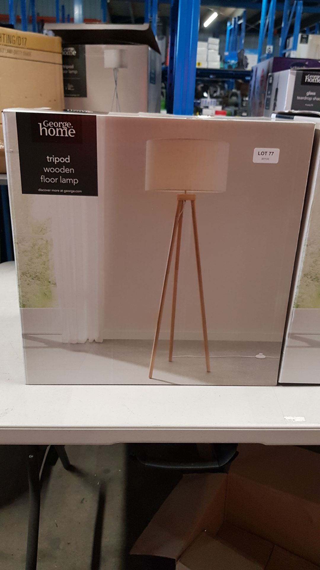 (77/6F) Lot RRP £104. 2x Cream Wooden Tripod Floor Lamp RRP £52 Each. - Image 5 of 6