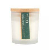 (182/7H) Lot RRP £90. 9x New Boxed Oslo Bergamot & Patchouli Candle With Bamboo Lid RRP £10 Each....