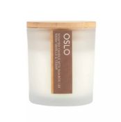 (175/7H) Lot RRP £90. 9x New Boxed Oslo Warm Vanilla & Cedar Candle With Bamboo Lid RRP £10 Each....