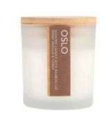 (180/7H) Lot RRP £90. 9x New Boxed Oslo Warm Vanilla & Cedar Candle With Bamboo Lid RRP £10 Each....