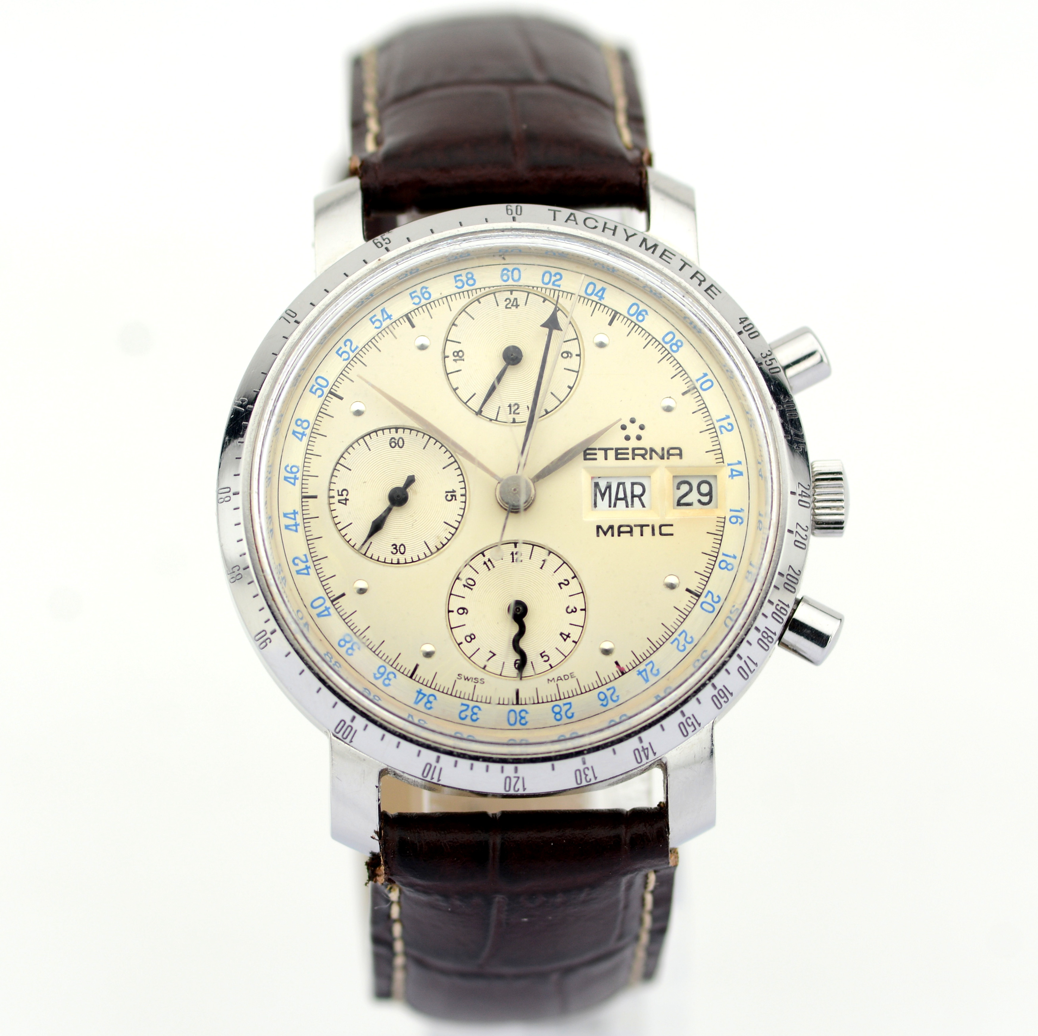 Eterna-Matic / Vintage Chronograph Automatic Day - Date - Gentlmen's Steel Wrist Watch - Image 3 of 11