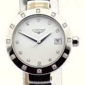 Longines / L5.175 Diamond Bezel, Diamond Case Blue Strap - Lady's Steel Wrist Watch