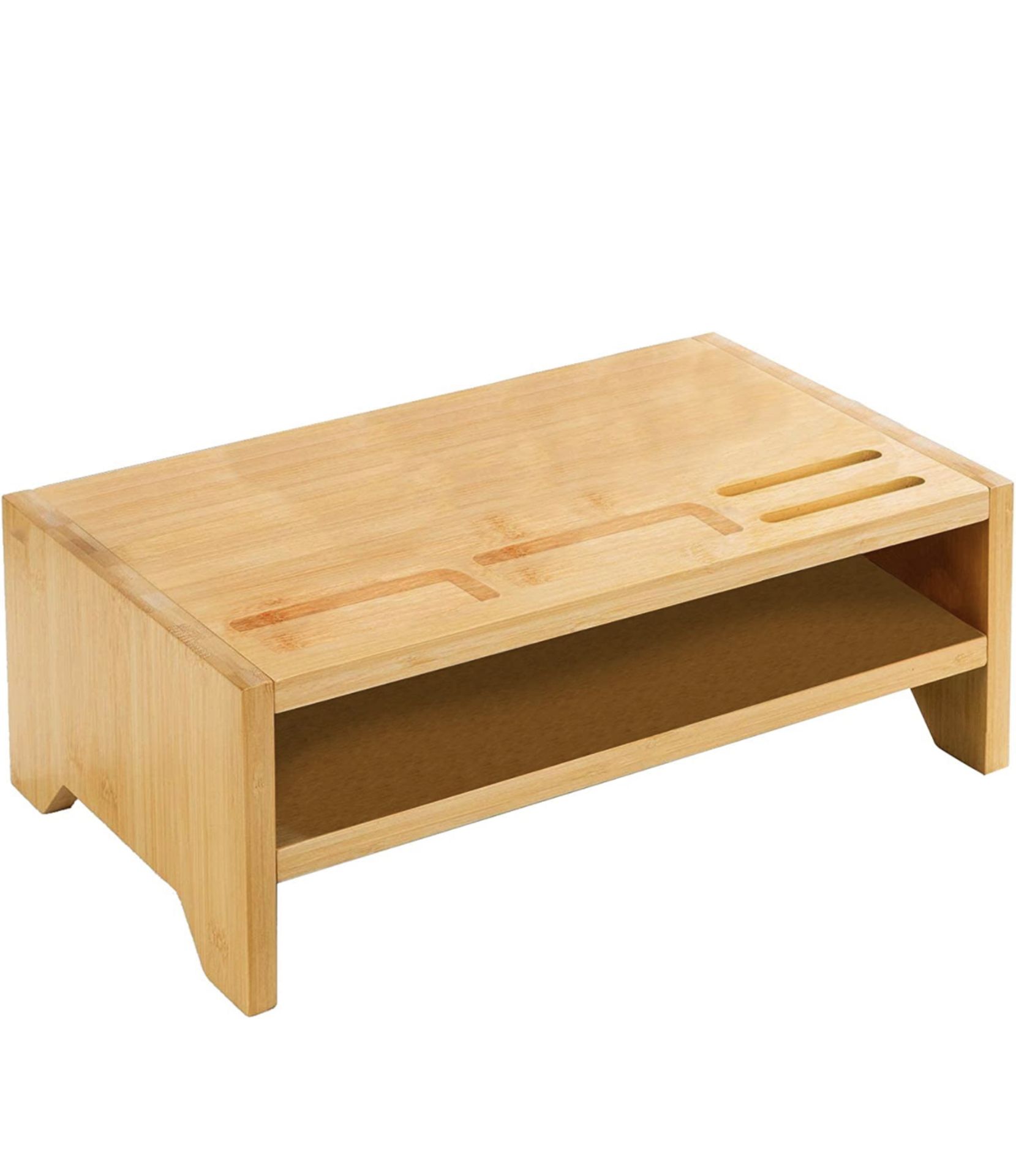 10 x Bamboo Monitor Stand | Eco-Friendly Monitor Stand Riser | Durable Desk Shelf RRP £19.99 each - Image 2 of 3