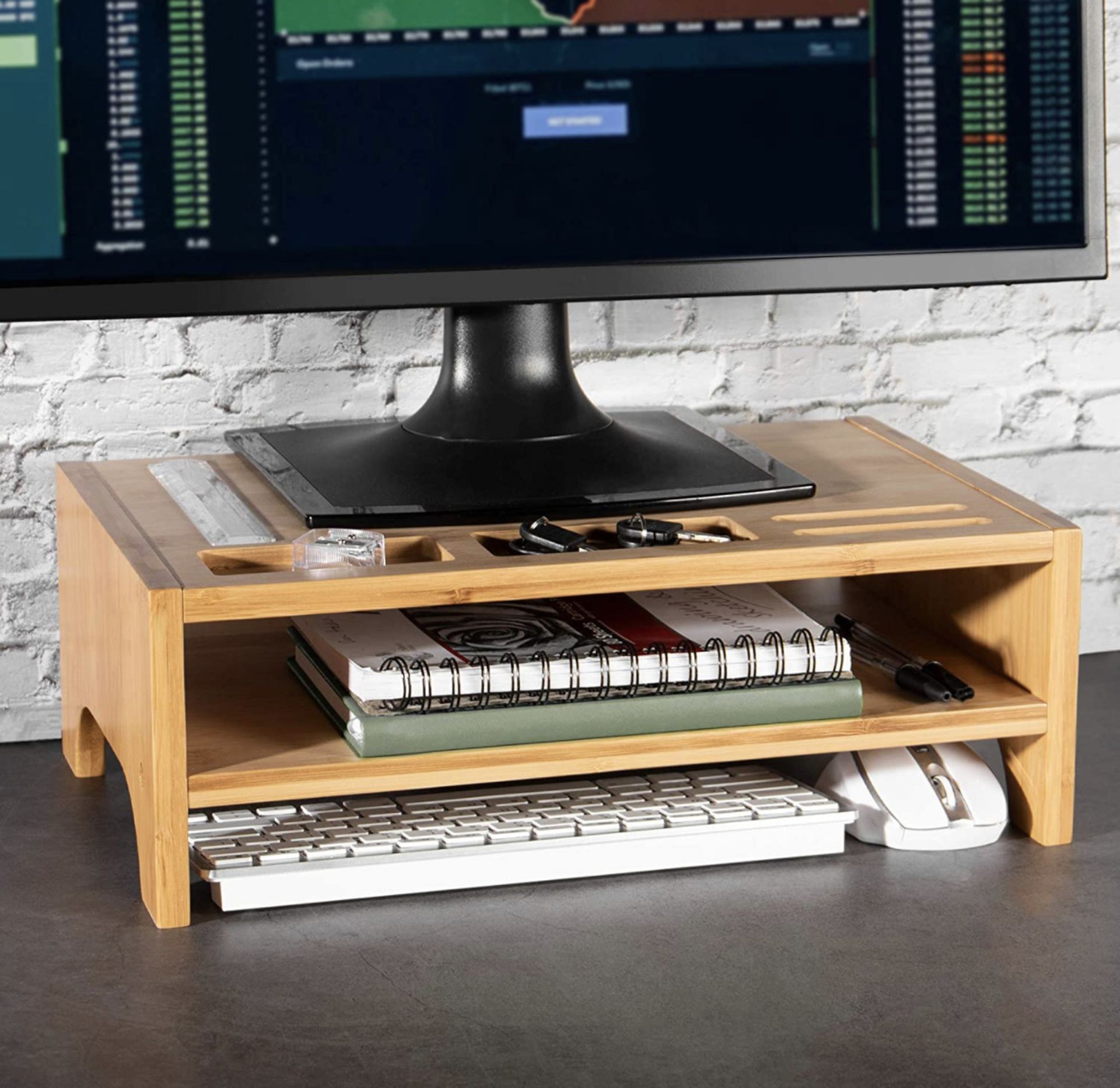 10 x Bamboo Monitor Stand | Eco-Friendly Monitor Stand Riser | Durable Desk Shelf RRP £19.99 each - Image 3 of 3