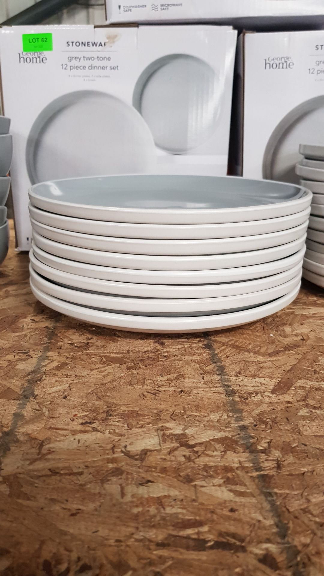 Description: (62/10D) Lot RRP £60 3x Stoneware Grey Two-Tone 12 Piece Dinner Set RRP £20 Each Lot - Image 8 of 13