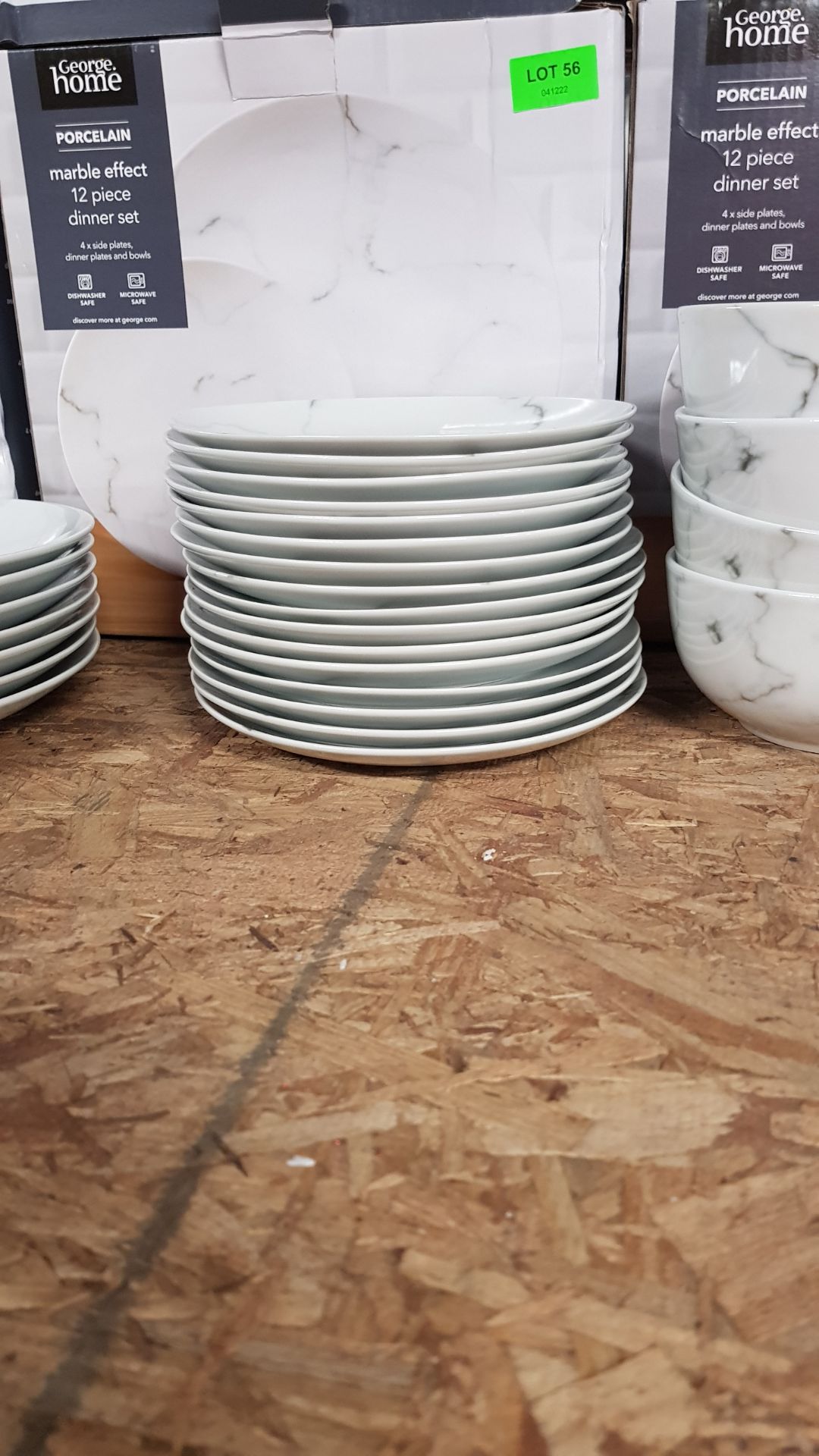 Description: (56/10D) Lot RRP £88 4x Porcelain Marble Effect 12 Piece Dinner Set RRP £22 Each Lot - Image 11 of 21