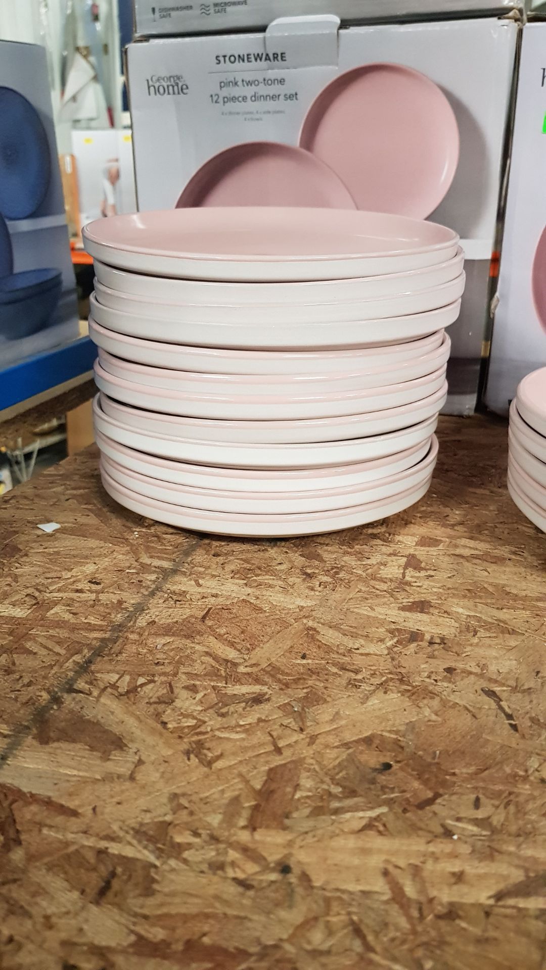 Description: (57/10D) Lot RRP £60 3x Stoneware Pink Two Tone 12 Piece Dinner Set RRP £20 Each Lot - Image 7 of 13