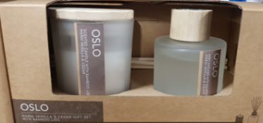 Description: (37/6N) Lot RRP £120 12x Items 6x Oslo Warm Vanilla And Cedar Gift Set With Bamboo Lids