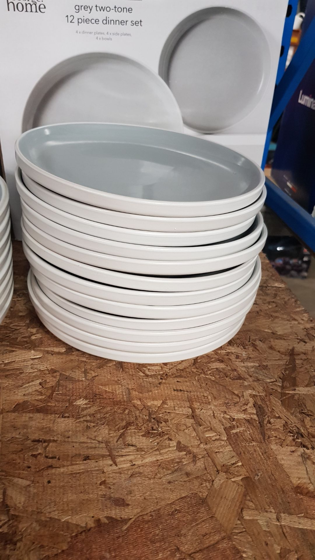 Description: (62/10D) Lot RRP £60 3x Stoneware Grey Two-Tone 12 Piece Dinner Set RRP £20 Each Lot - Image 4 of 13