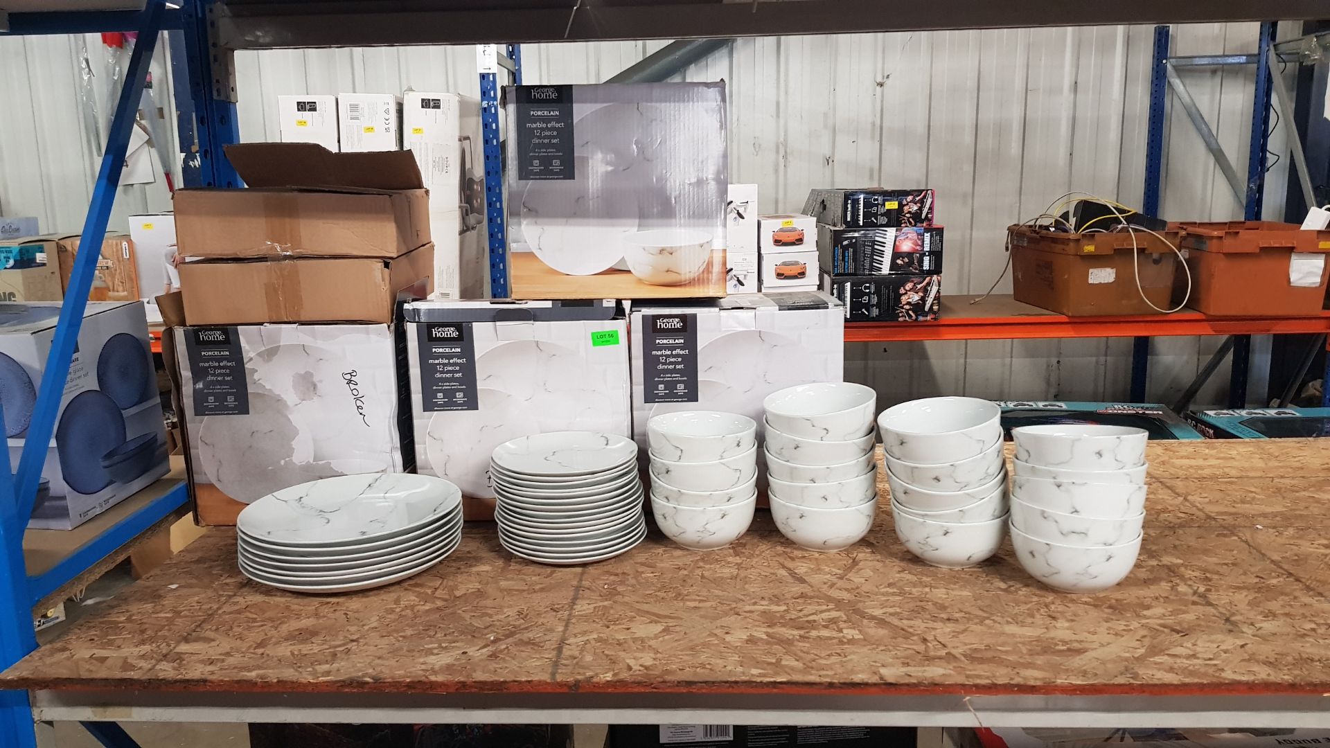 Description: (56/10D) Lot RRP £88 4x Porcelain Marble Effect 12 Piece Dinner Set RRP £22 Each Lot - Image 2 of 21