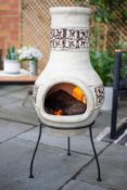 Description: (134/5L) RRP £88 La Hacienda Tulum Clay Chimenea Whitewash Perfect For Gathering Around