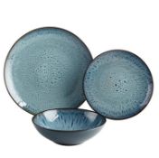 Description: (51/11G) Lot RRP £102 3x Stoneware Reactive Glaze 3 Piece Dinner Set Blue RRP £34