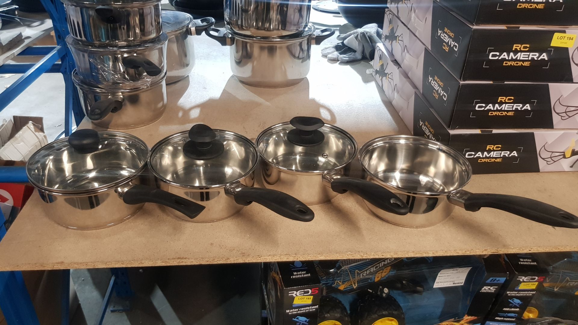 Description: (161/5D) 11x Stainless Steel Cookware Items 4x 22cm Stockpot With 3x Lid 3x 18cm - Image 4 of 6