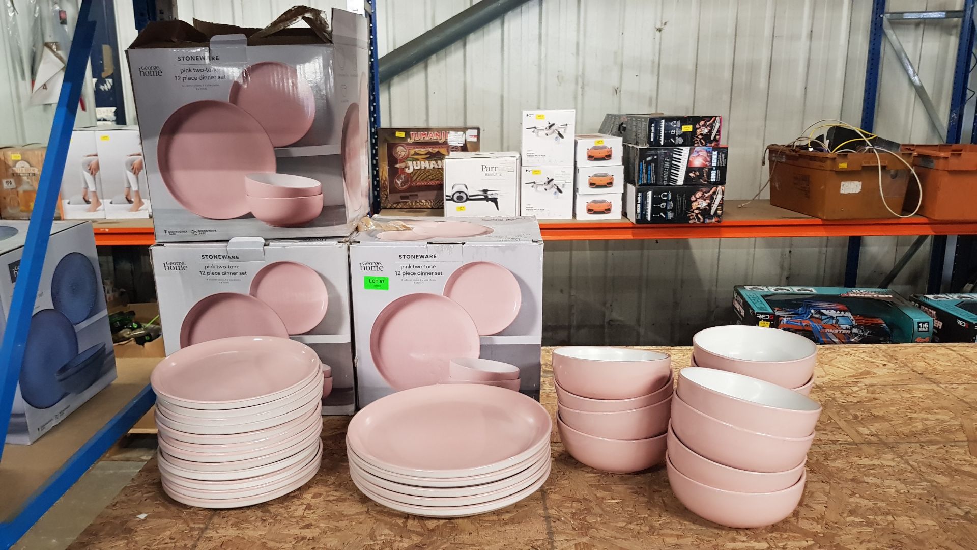 Description: (57/10D) Lot RRP £60 3x Stoneware Pink Two Tone 12 Piece Dinner Set RRP £20 Each Lot - Image 2 of 13