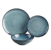 Description: (48/11C) Lot RRP £102 3x Stoneware Reactive Glaze 3 Piece Dinner Set Blue RRP £34