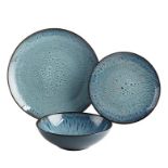 Description: (48/11C) Lot RRP £102 3x Stoneware Reactive Glaze 3 Piece Dinner Set Blue RRP £34