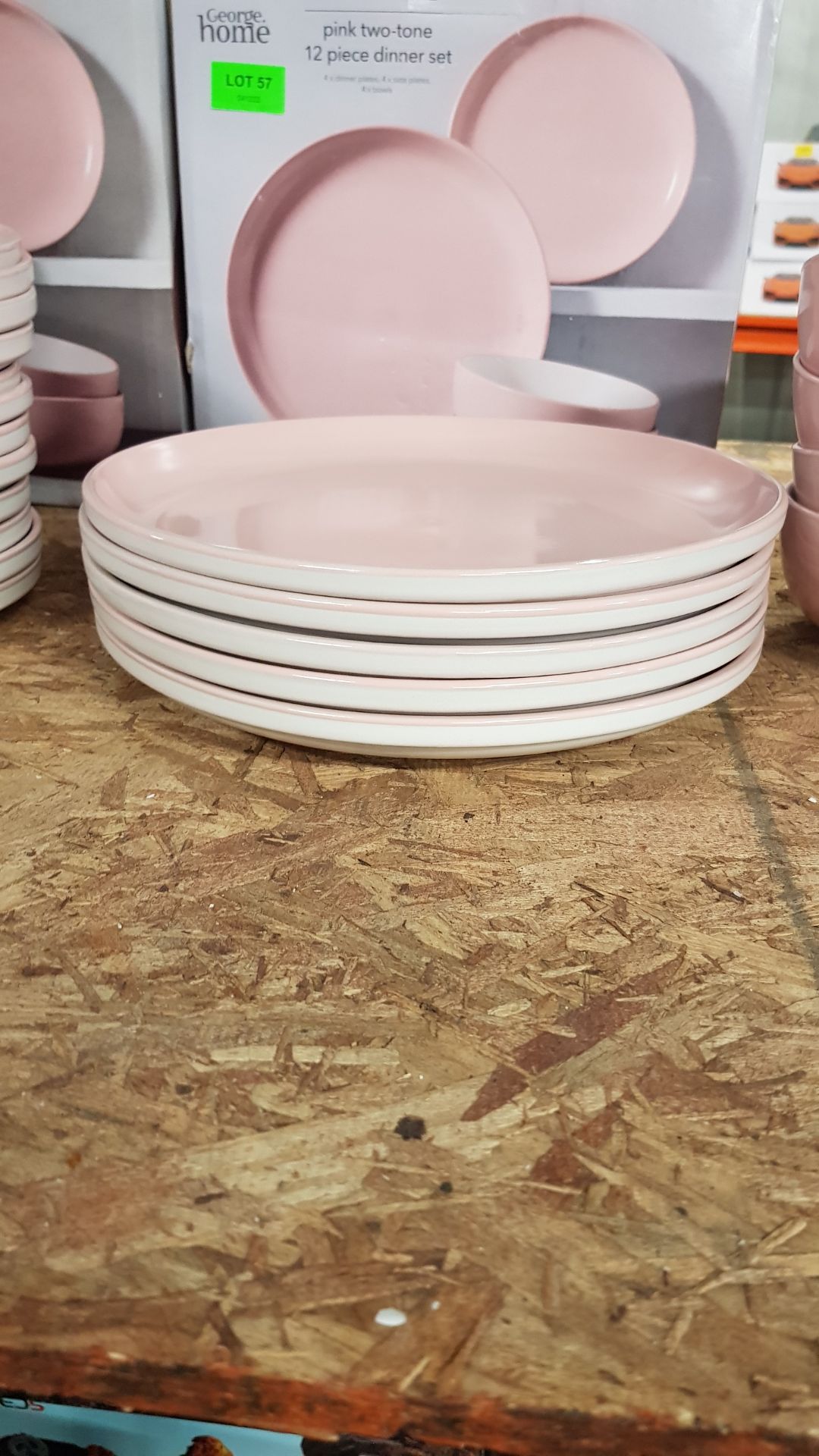 Description: (57/10D) Lot RRP £60 3x Stoneware Pink Two Tone 12 Piece Dinner Set RRP £20 Each Lot - Image 8 of 13