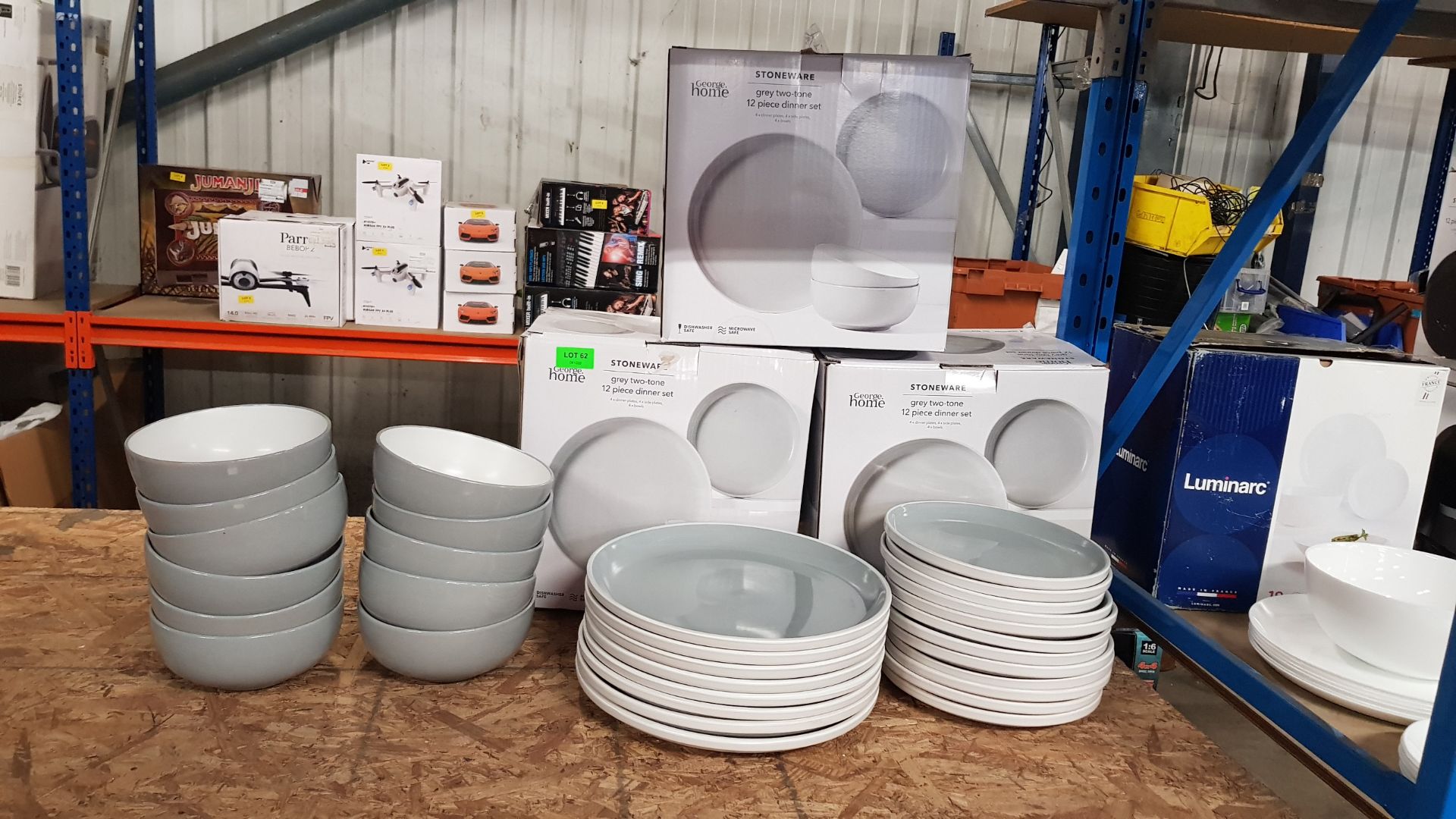 Description: (62/10D) Lot RRP £60 3x Stoneware Grey Two-Tone 12 Piece Dinner Set RRP £20 Each Lot - Image 2 of 13