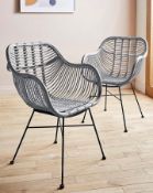 Description: (111/5A) Lot RRP £379 3x Items 2x Emilo Rattan Dining Chair Grey RRP £120 Each