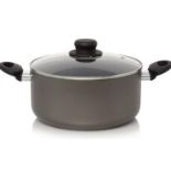 Description: (42/6K) 6x Grey Non Stick Cookware Items 1x 28cm Stock Pot With Lid 1x 24cm Stock Pot