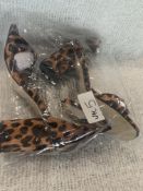 Brand New Oasis Animal Print Strappy Rounded Heel Shoes, Size 5
