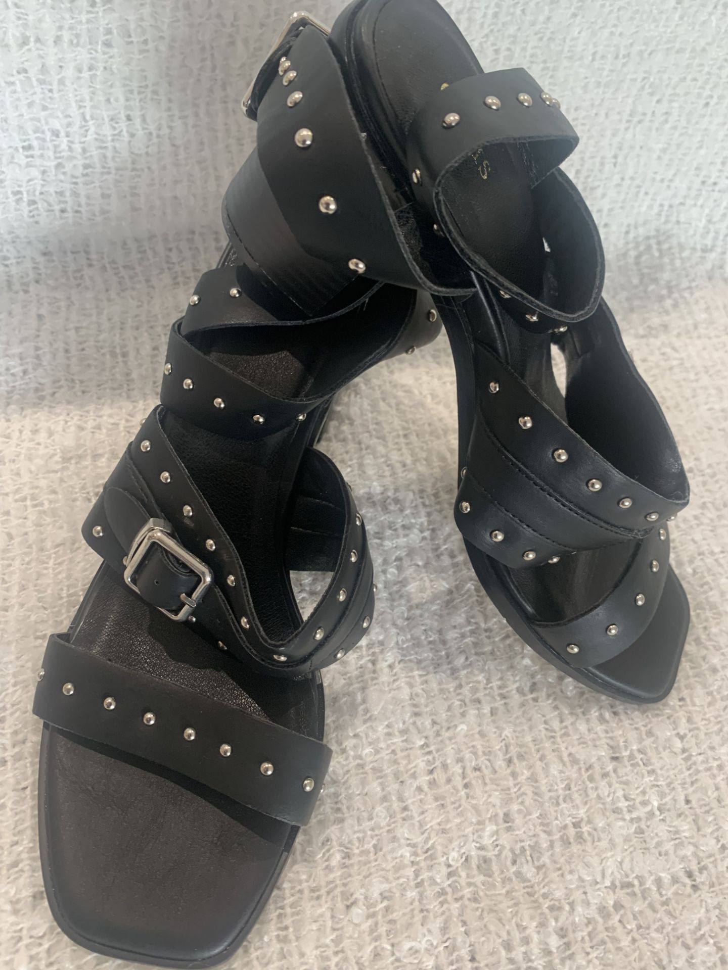 Brand New Oasis Black Studded Strappy Heeled Sandal, UK Women's 5 - Image 4 of 7