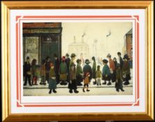 L.S. Lowry Limited Edition titled ""Waiting for the shops to open""