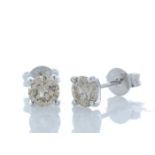 18ct White Gold Single Stone Prong Set Diamond Earring 1.22