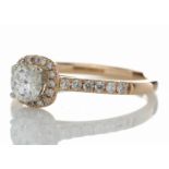 18ct Rose Gold Single Stone With Halo Setting Ring (0.50) 0.74