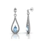 9ct White Gold Diamond And Blue Topaz Earring 0.02