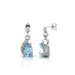 9ct White Gold Diamond And Blue Topaz Earring 0.01