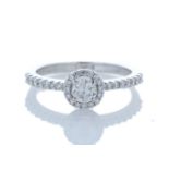 18ct White Gold Single Stone With Halo Setting Ring (0.31) 0.63