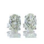 18ct White Gold Single Stone Oval Cut Diamond Earring 2.55